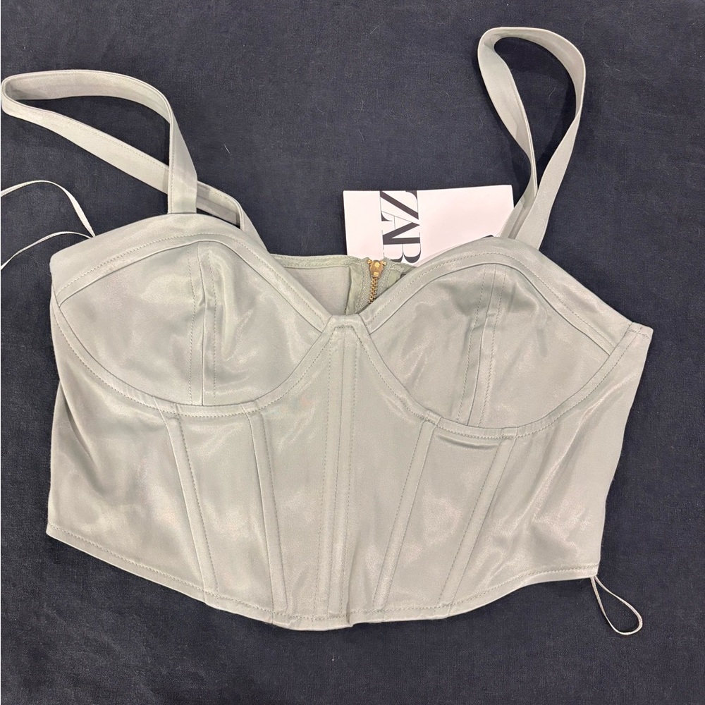 Zara Women's Light Gray Bustier Top